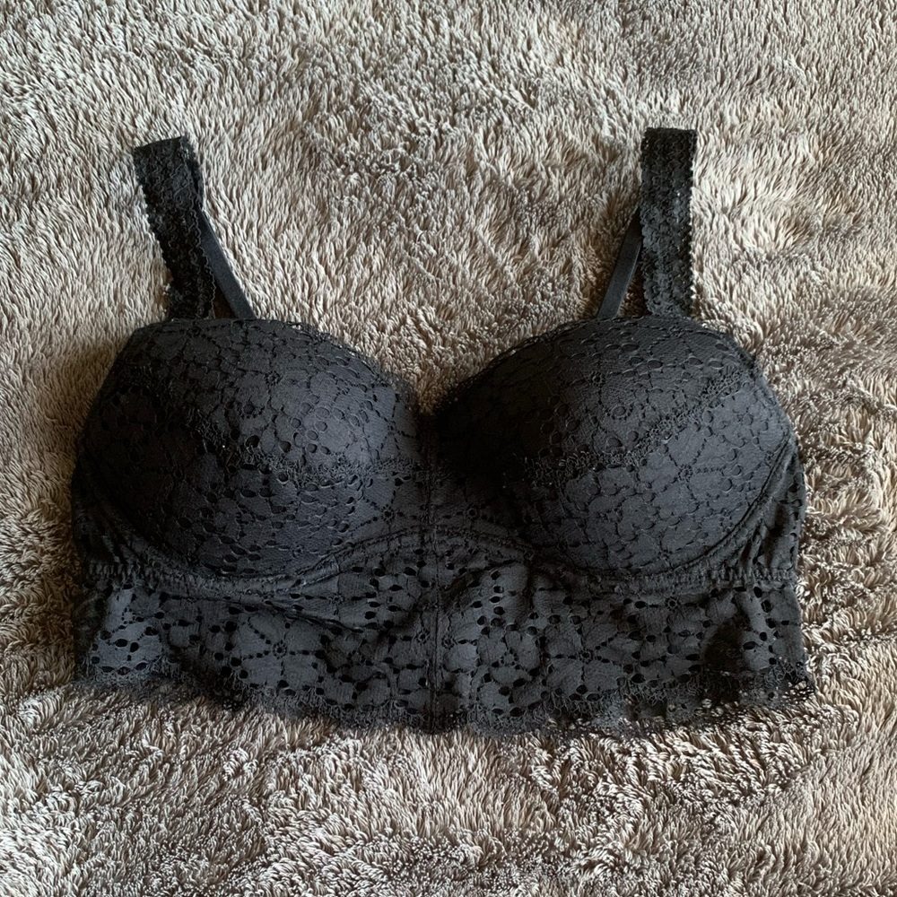 PINK Floral Eyelet Lace Push-up Bralette